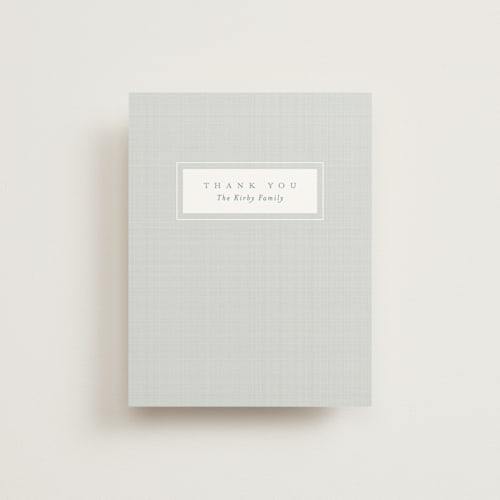 This is a powder wedding thank you cards with standard by Lea Delaveris called linen frame printing on signature in standard