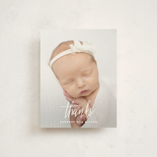 This is a snow baby thank you cards with standard by Olivia Raufman called outnumbered printing on strathmore in standard