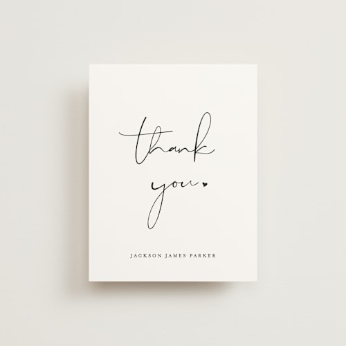 This is a midnight baby thank you cards with standard by Lehan Veenker called just me printing on strathmore in standard