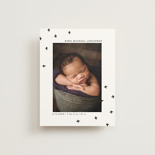 This is a ink birth announcements with standard by Wendy Chung called modern plus printing on signature80 in booklette