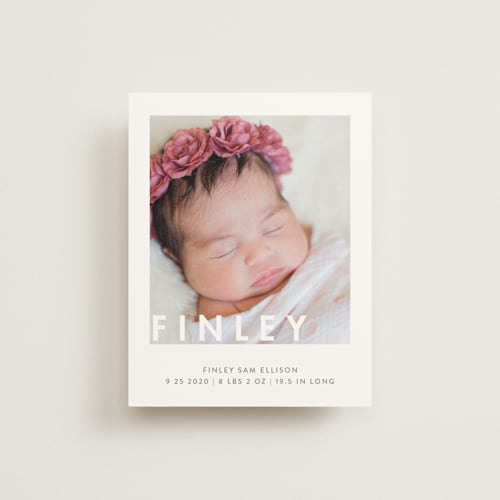 This is a marshmallow birth announcements with standard by Susan Brown called simply baby printing on signature80 in booklette