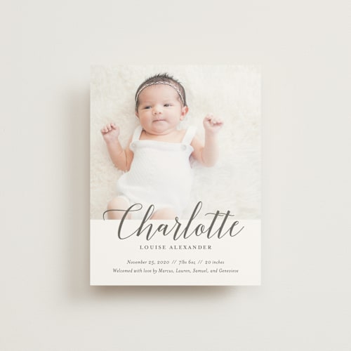 This is a smoke birth announcements with standard by Genna Blackburn called big script printing on signature80 in booklette