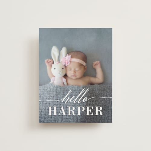 This is a cloud birth announcements with standard by Susan Asbill called little hello printing on signature80 in booklette
