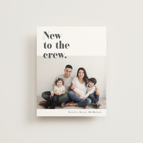 This is a whale birth announcements with standard by Corinne Malesic called new to the crew printing on signature80 in booklette