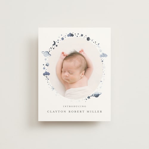 This is a ocean birth announcements with standard by Jen Merli called our world printing on signature80 in booklette