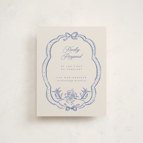 This is a indigo reception cards with standard by Vera Lim called belle printing on signature in standard