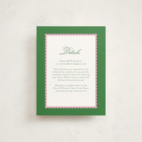 This is a bubblegum reception cards with standard by Ashlee Townsend called derby party printing on signature in standard