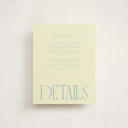 This is a hydrangea reception cards with standard by Ashlee Townsend called dads and debutantes printing on signature in standard