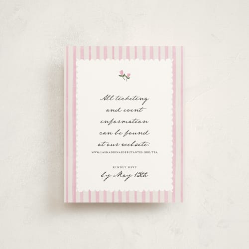 This is a blue raspberry reception cards with standard by Kamala Nahas called tea time printing on signature in standard