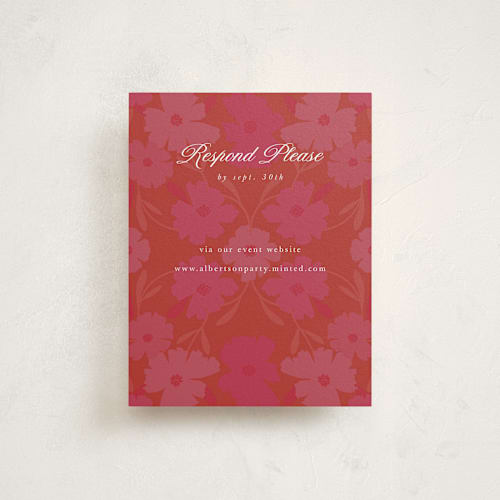 This is a flamingo reception cards with standard by Morgan Kendall called baroque printing on signature in standard