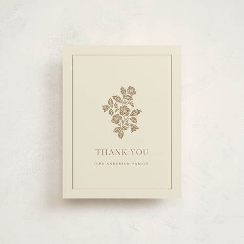 This is a wheat memorial thank you cards with standard by Brandy Folse called softly printing on strathmore in standard