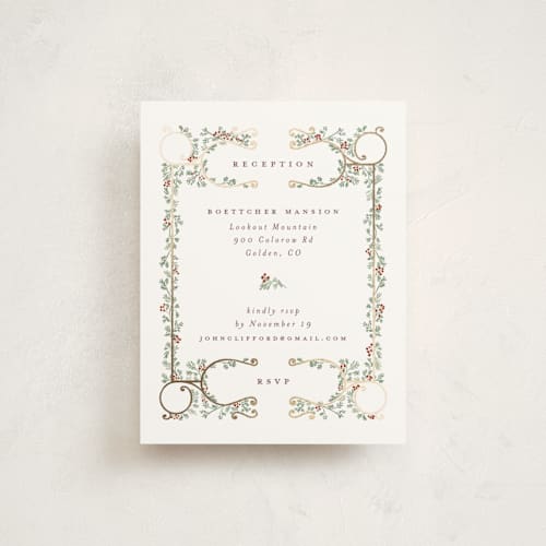 This is a snow foil stamped wedding invitations with foil pressed by Gwen Bedat called sapin printing on signature in standard