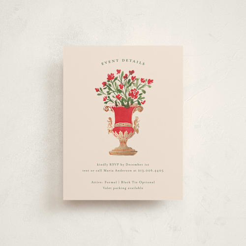 This is a ruby foil stamped wedding invitations with foil pressed by Claudia Orengo called regency vase printing on signature in standard