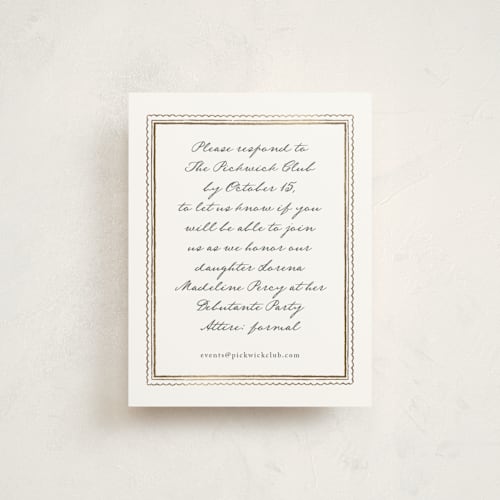 This is a monument foil stamped wedding invitations with foil pressed by Leia Matt called prelude printing on signature in standard