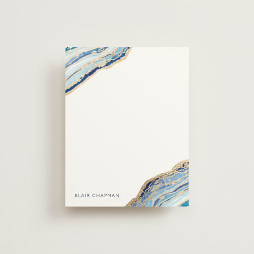 This is a navy foil stamped stationery with foil pressed by Kaydi Bishop called gilt agate printing on signature in 4.25x5.5