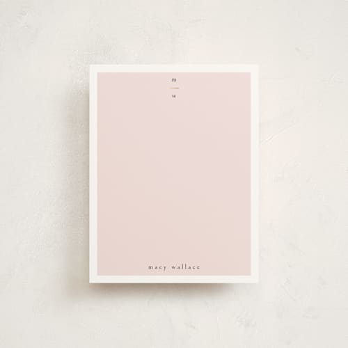 This is a blush foil stamped stationery with foil pressed by Iveta Angelova called simple luxe printing on signature in 4.25x5.5