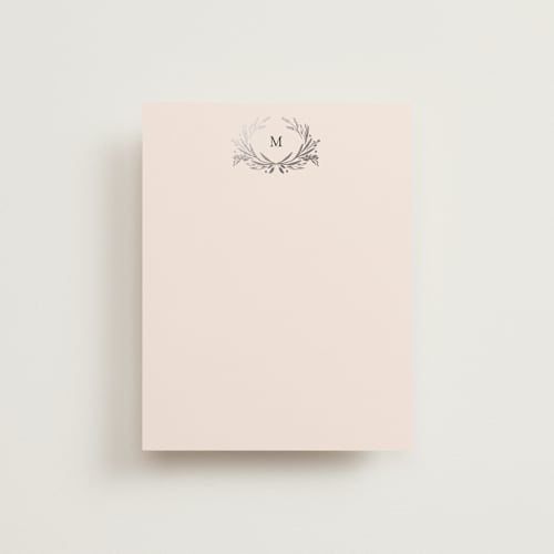 This is a tinsel foil stamped stationery with foil pressed by Susan Moyal called gilded monogram printing on signature in 4.25x5.5
