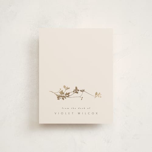 This is a ivory foil stamped stationery with foil pressed by Kelly Schmidt called mist printing on signature in 4.25x5.5