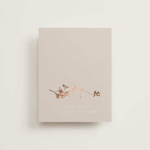 This is a pebble foil stamped stationery with foil pressed by Kelly Schmidt called mist printing on signature in 4.25x5.5