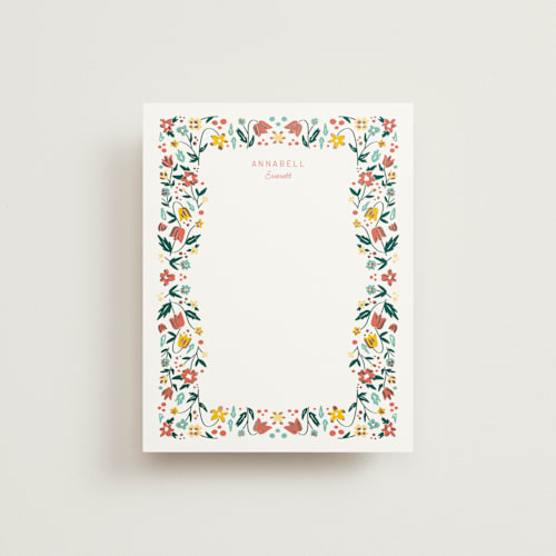 This is a candy foil stamped stationery with foil pressed by Megan Cash called garden party printing on signature in 4.25x5.5