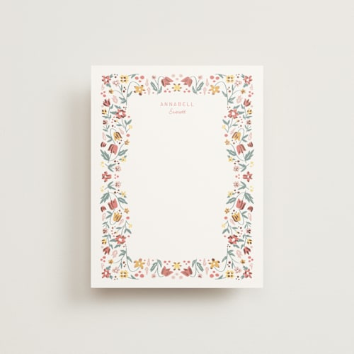 This is a mellow foil stamped stationery with foil pressed by Megan Cash called garden party printing on signature in 4.25x5.5