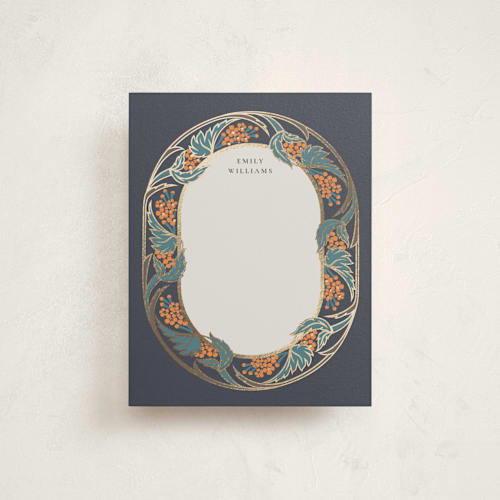 This is a citrus foil stamped stationery with foil pressed by Ana de Sousa called love nouveau printing on signature in 4.25x5.5