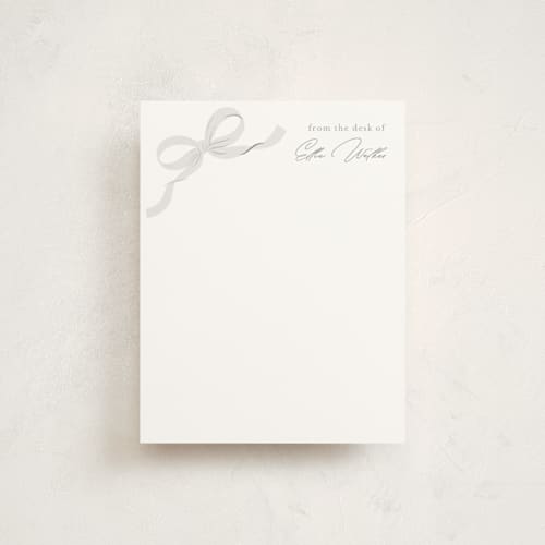 This is a cloud foil stamped stationery with foil pressed by Paper Raven Co. called a little bow printing on signature in 4.25x5.5