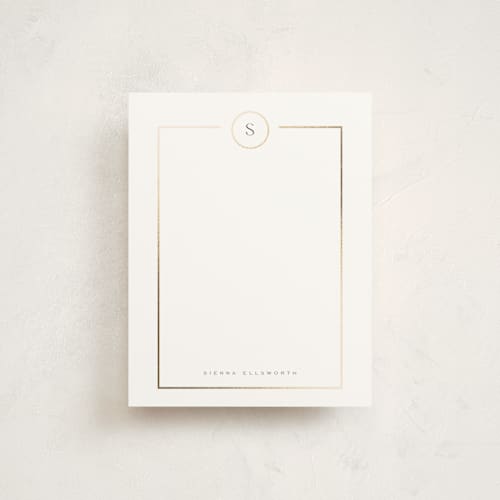 This is a diamond foil stamped stationery with foil pressed by chocomocacino called stretto printing on signature in 4.25x5.5