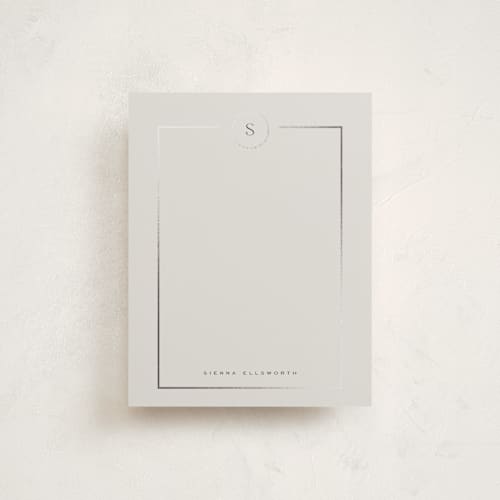 This is a nickel foil stamped stationery with foil pressed by chocomocacino called stretto printing on signature in 4.25x5.5
