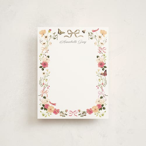This is a romance foil stamped stationery with foil pressed by Sarah Knight called fleur printing on signature in 4.25x5.5