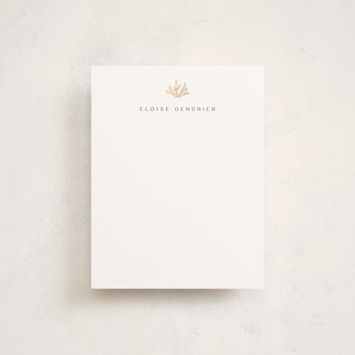 This is a ivory foil stamped stationery with foil pressed by Pippa Shaw called coral printing on signature in 4.25x5.5