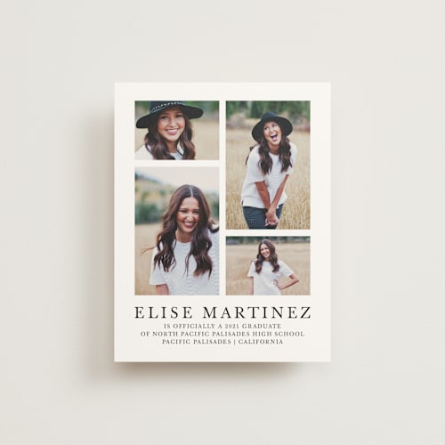 This is a midnight graduation announcements with standard by Lea Delaveris called photo collage printing on signature80 in booklette