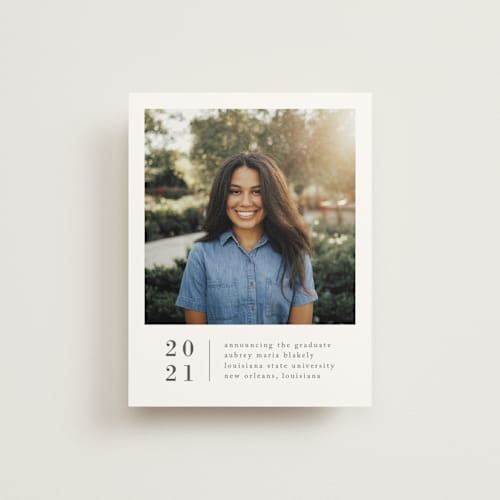 This is a cotton graduation announcements with standard by Amy Kross called stacked banner printing on signature80 in booklette