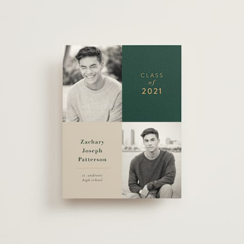 This is a forest graduation announcements with standard by Robin Ott called valedictorian printing on signature80 in booklette