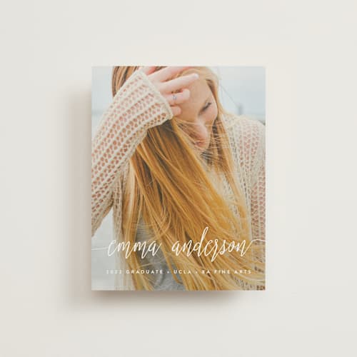 This is a cloud graduation announcements with standard by Phrosné Barwood called my name is printing on signature80 in booklette