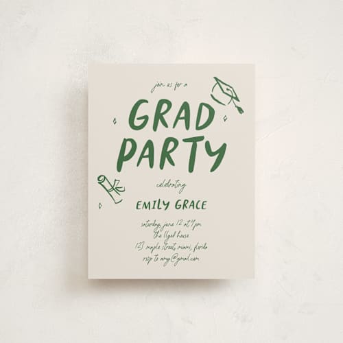 This is a avocado graduation insert cards with standard by Vera Lim called playful printing on signature in standard