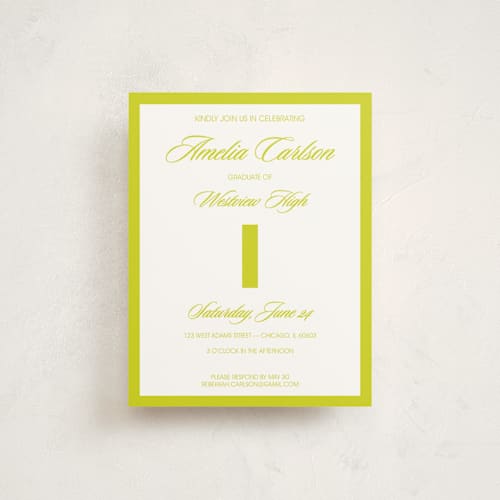 This is a citron graduation insert cards with standard by Cleghorn Creative called classic pop printing on signature in standard
