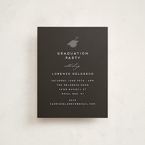 This is a ardoise graduation insert cards with standard by Jamie Alexander called hats off grad printing on signature in standard