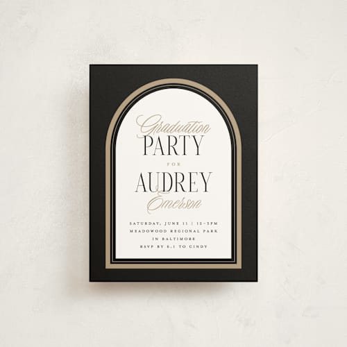 This is a black cap graduation insert cards with standard by Erin L. Wilson called commencement printing on signature in standard