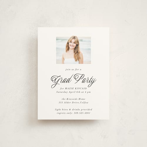 This is a noir graduation insert cards with standard by AK Graphics called minimal flourish printing on signature in standard