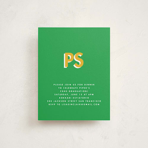 This is a grass graduation insert cards with standard by mo kelley called bold initials printing on signature in standard