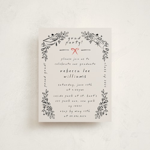 This is a linen graduation insert cards with standard by Ana de Sousa called celebratory frame printing on signature in standard