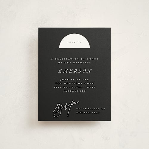 This is a midnight graduation insert cards with standard by Christie Garcia called theatric printing on signature in standard