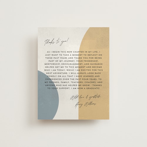 This is a mustard graduation insert cards with standard by Anna Elder called abstract stone printing on signature in standard