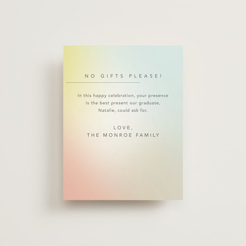 This is a sherbet graduation insert cards with standard by Stacey Day called ombre overlay printing on signature in standard