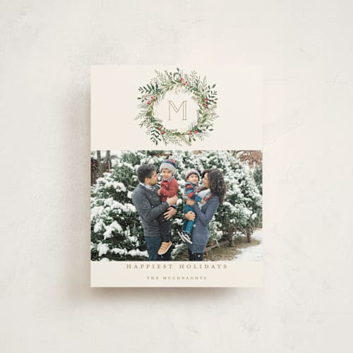 This is a vanilla holiday booklette cards with standard by Susan Moyal called greenery wreath printing on signature80 in booklette