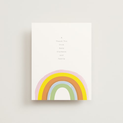 This is a carnation wedding thank you cards with standard by Baumbirdy called little rainbow printing on signature in standard