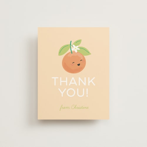 This is a citrus wedding thank you cards with standard by Itsy Belle Studio called little cutie printing on signature in standard