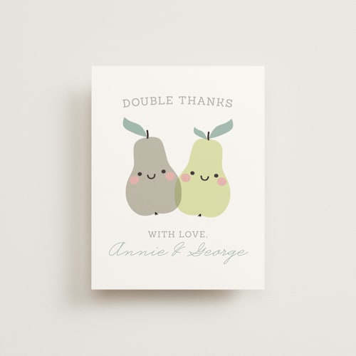 This is a olive wedding thank you cards with standard by Hudson meet Rose called sweet pair printing on signature in standard