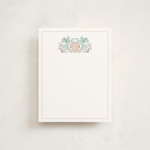 This is a mint truffle kids thank you cards notes with standard by Masha Zimovich called unicorn crest printing on signature in standard